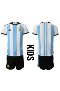 Fotbalové Dres Argentina Dětské Domácí Oblečení MS 2022 Krátký Rukáv (+ trenýrky)